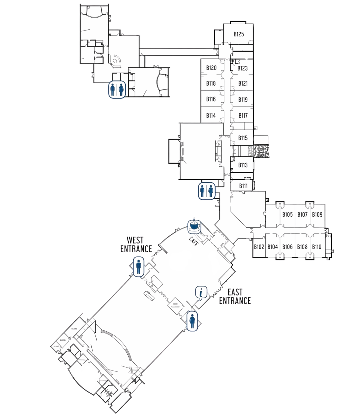 Indoor floor plan of the Trinity venue